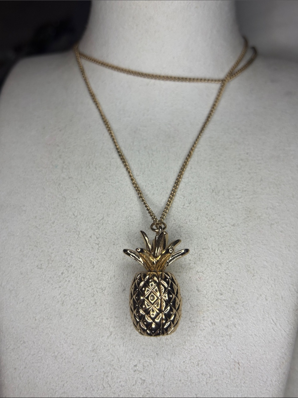 Charming Charlie Gold Pineapple Pendant Necklace